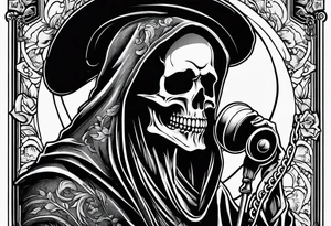 Grim reaper talking on a telephone tattoo idea