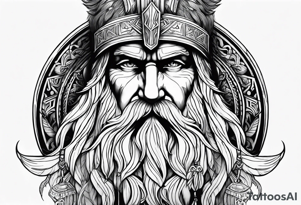 odin face nordic compas tattoo idea