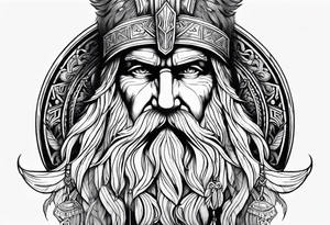 odin face nordic compas tattoo idea