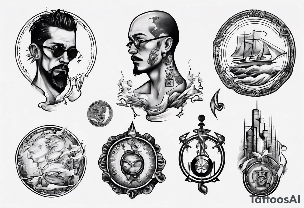 two coins ferry man tattoo idea