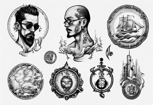 two coins ferry man tattoo idea