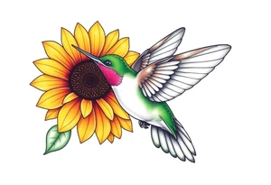 Hummingbird near a sunflower tattoo idea