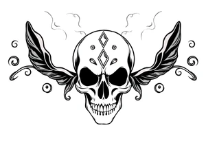 Skull with  jewels underneath 
 stormy skies tattoo idea