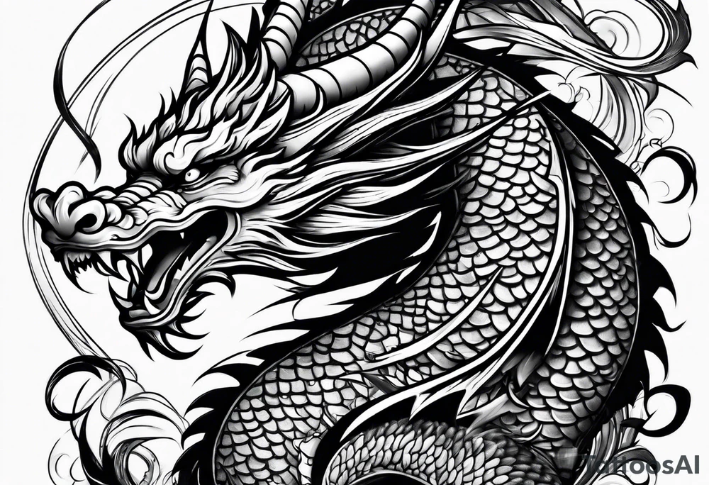 Asian dragon pipe tattoo idea