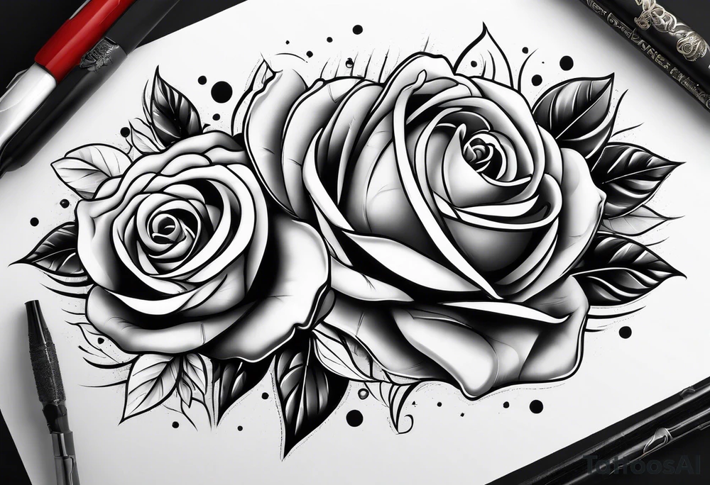 Roses, freedom and gun bullet tattoo idea