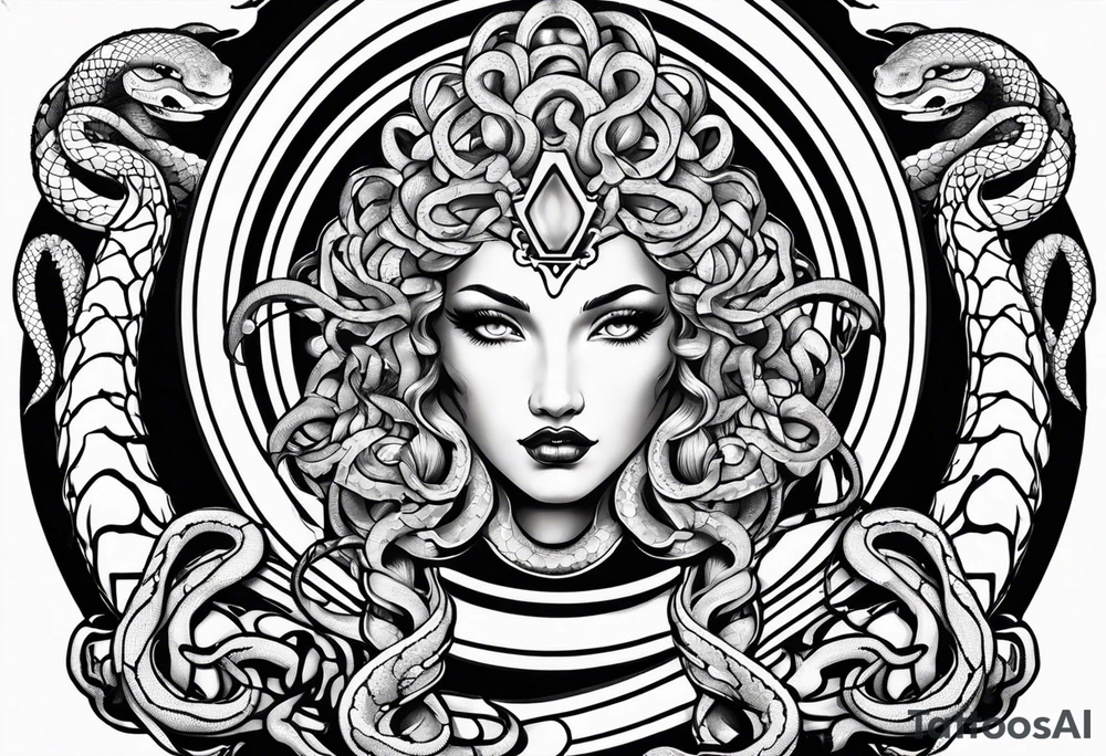 Gothic 
Medusa snakes neo traditional tattoo idea