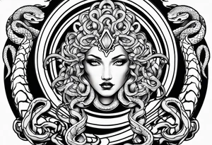Gothic 
Medusa snakes neo traditional tattoo idea