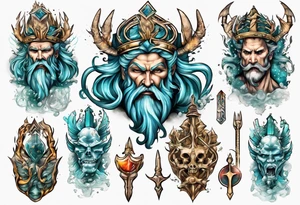 Atlantis king with trident tattoo idea