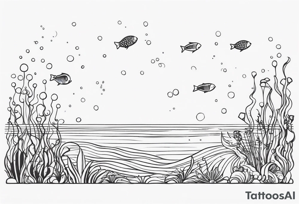 Small sea creatures in a vertical line tattoo idea