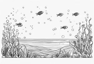 Small sea creatures in a vertical line tattoo idea