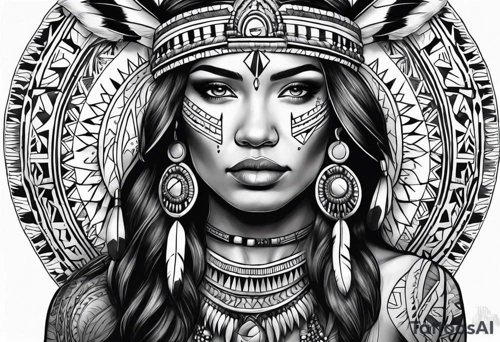 Full body Native American woman tattoo idea