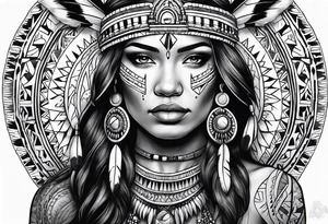 Full body Native American woman tattoo idea