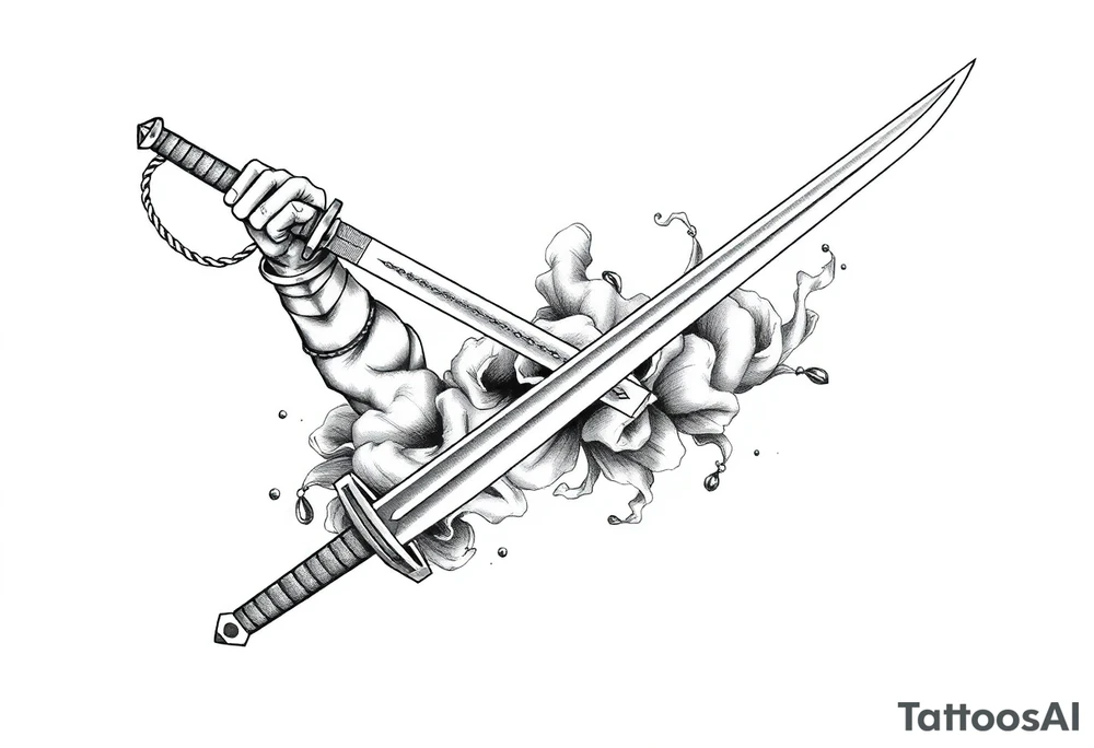 Life, sword, ambition, relentless, happiness tattoo idea