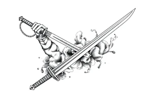 Life, sword, ambition, relentless, happiness tattoo idea
