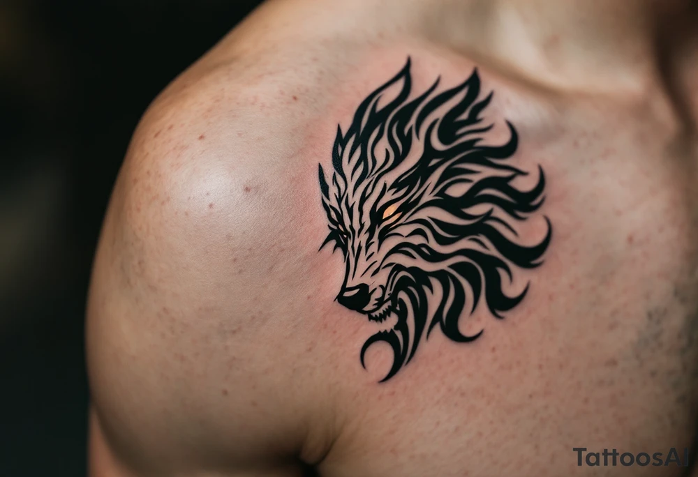 wolf face tattoo idea