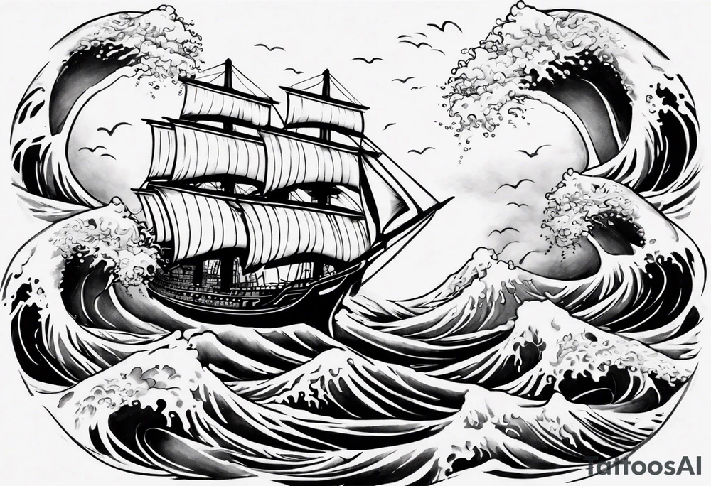 ocean waves ship 
forearm tattoo tattoo idea