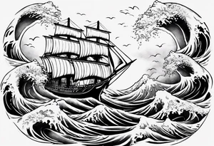 ocean waves ship 
forearm tattoo tattoo idea