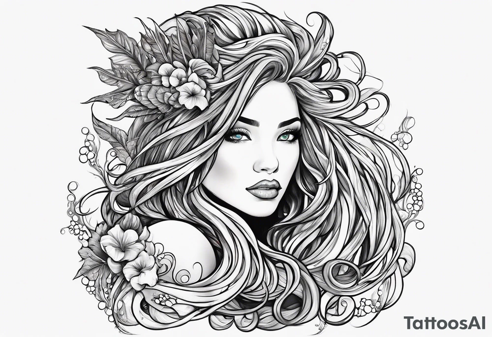 Mermaid dreadlocks tattoo idea