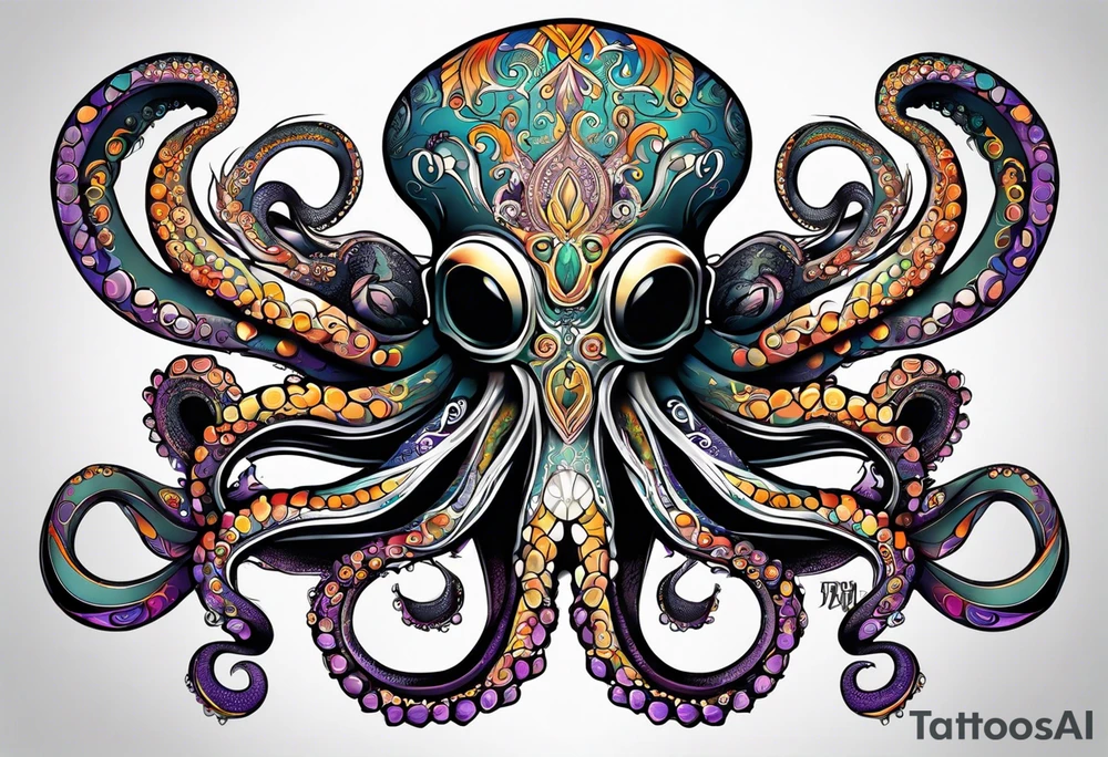 Electric octopus peacefull tattoo idea