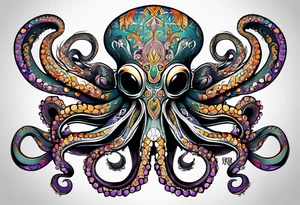 Electric octopus peacefull tattoo idea