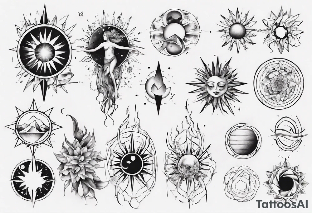 Wasser Nymphe Sonne tattoo idea