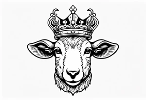 old school vintage traditional style design of lamb with crown on head tattoo idea