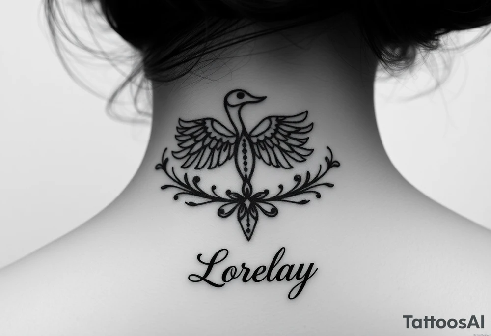 Crea un diseño significativo sobre la cultura egipcia y que tenga el nombre escrito por de bajo del diseño el nombre de mi hermana Lorelay para la parte baja del bíceps tattoo idea
