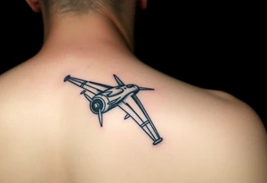 i want a fighter jet tattoo, give me something that looks a bit technical and a medium size tattoo idea