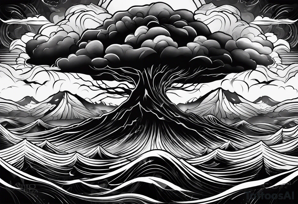 Heavy dark storm clouds tattoo idea