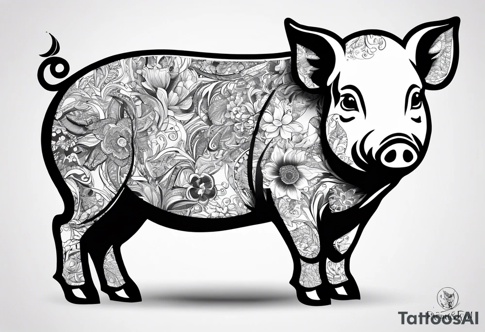 cute piglet.
with text: "friends not food" tattoo idea