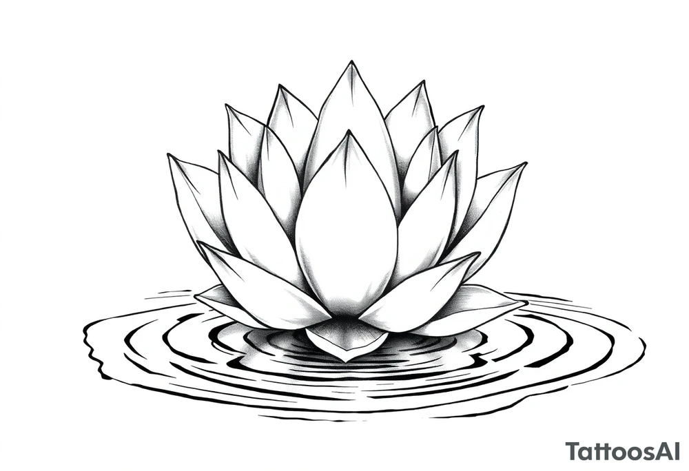 serene lotus flower emerging from sacred waters with ripples tattoo idea
