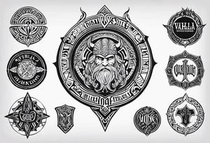 Valhalla viking gods shield tattoo idea