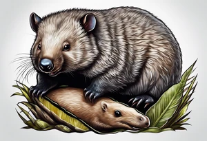 Wombat with Platypus, Echidna & Sugar Glider tattoo idea