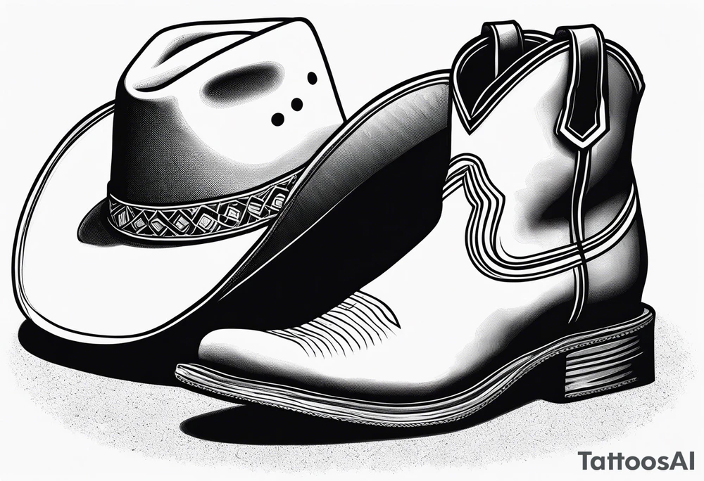 A pair of mens boots, a pair of womens flip flops and a cowboyhat on the Beach. Keep it simple tattoo idea