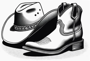 A pair of mens boots, a pair of womens flip flops and a cowboyhat on the Beach. Keep it simple tattoo idea