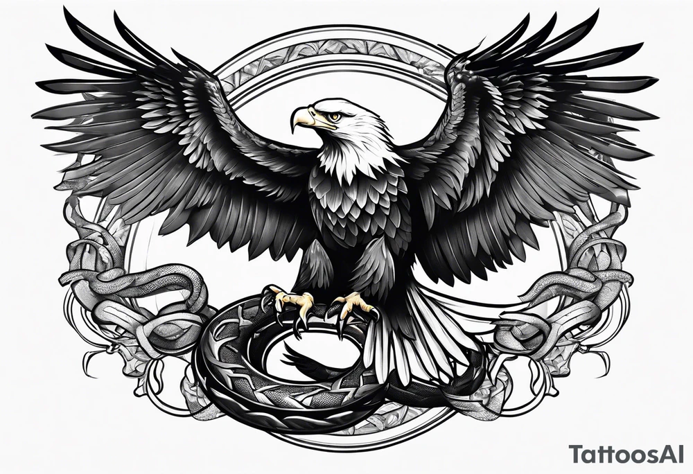 an eagle being trapped by a snake tattoo idea