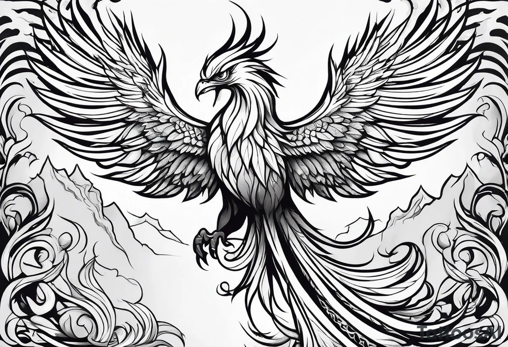 Phoenix rising from flames. tattoo idea