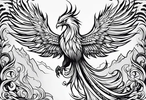Phoenix rising from flames. tattoo idea