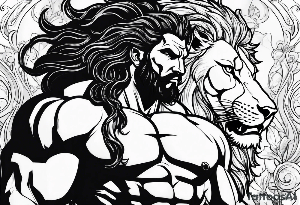 Hercules with a lion head tattoo idea