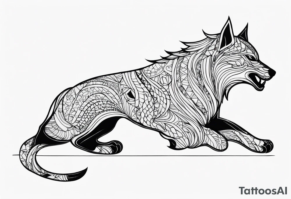 Fierce wold side view tattoo idea