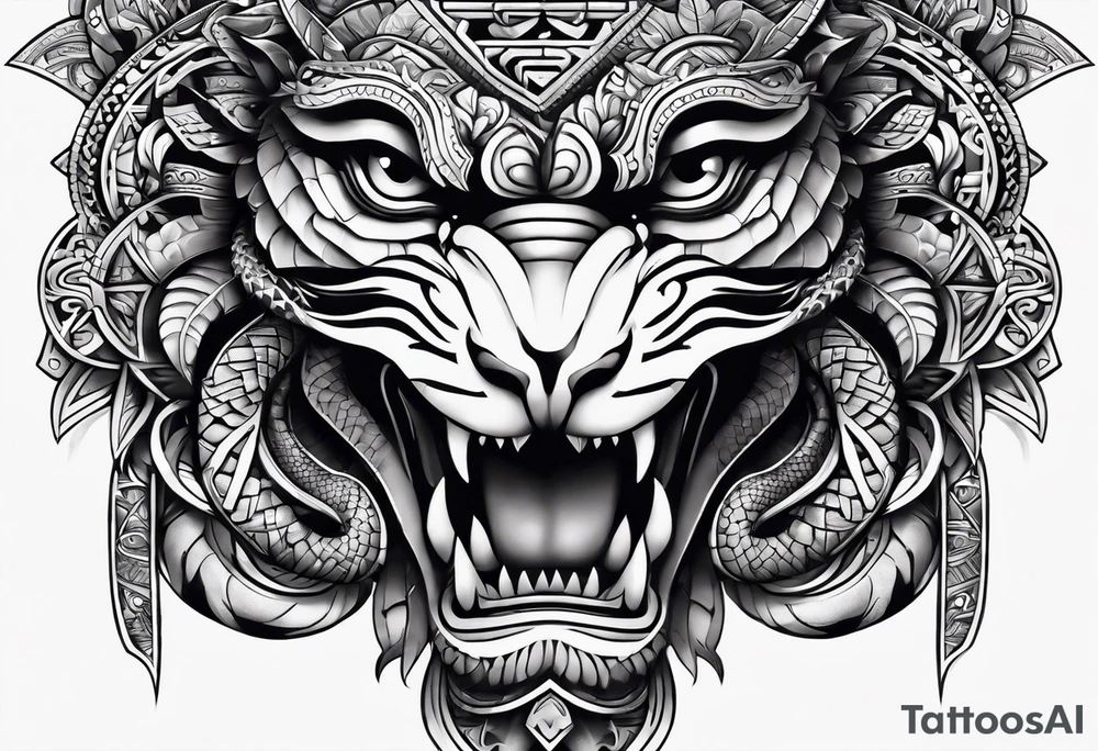 aztec snake sleeve tattoo idea