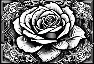 rose from which you can see the head of a snake tattoo idea
