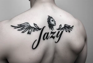 upper shooulder - Remembrance of a deceased best friend with the name Jazy incorporated tattoo idea