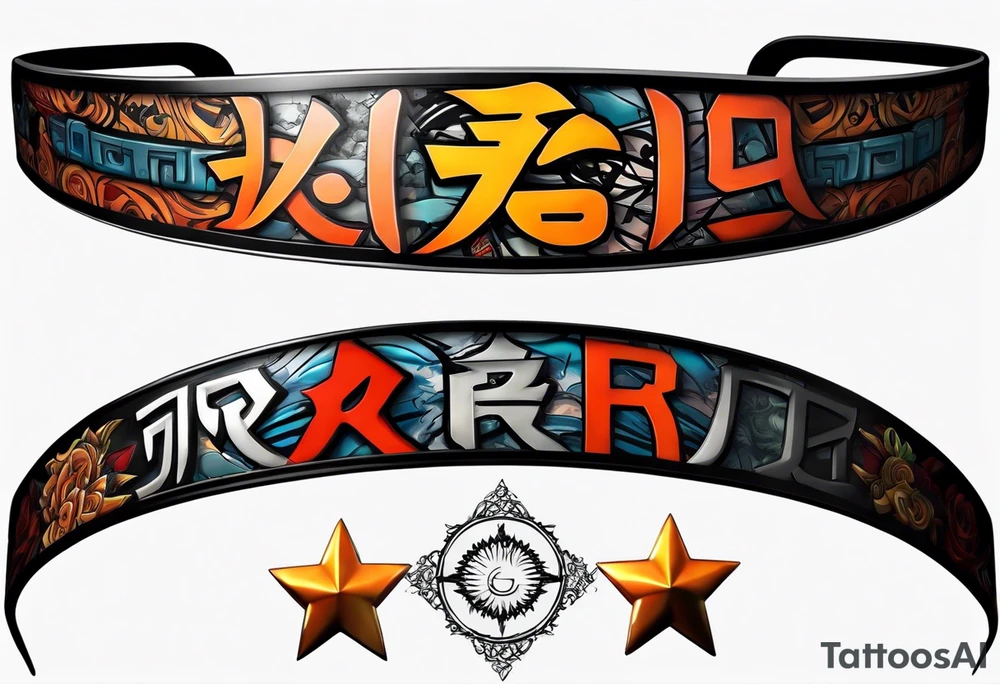 A naruto headband with the letters AR in the middle tattoo idea