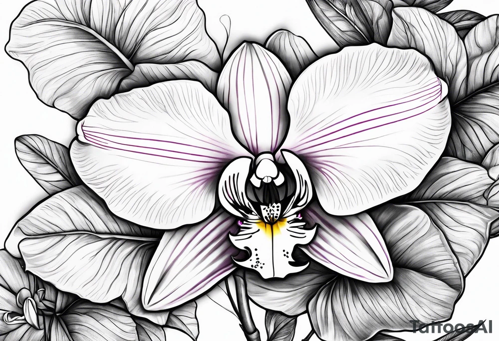 Orquídea e Bougainvillea com ramos tattoo idea