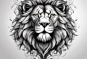 Create an oak tree in the shape of a roaring lion tattoo idea