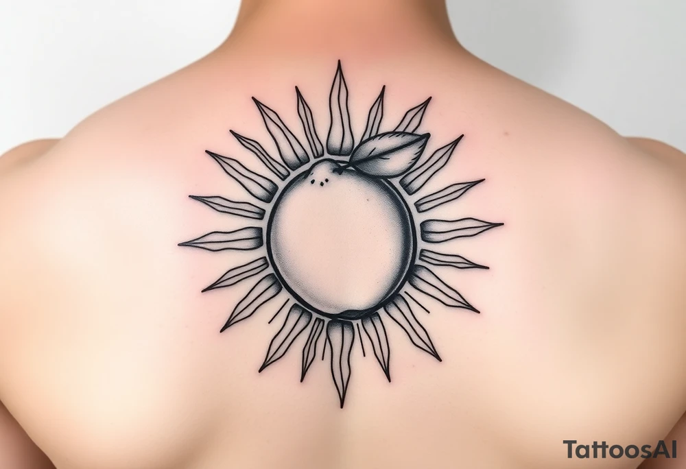 minimalistic lemon incorporated in a sun tattoo idea