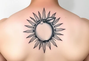 minimalistic lemon incorporated in a sun tattoo idea