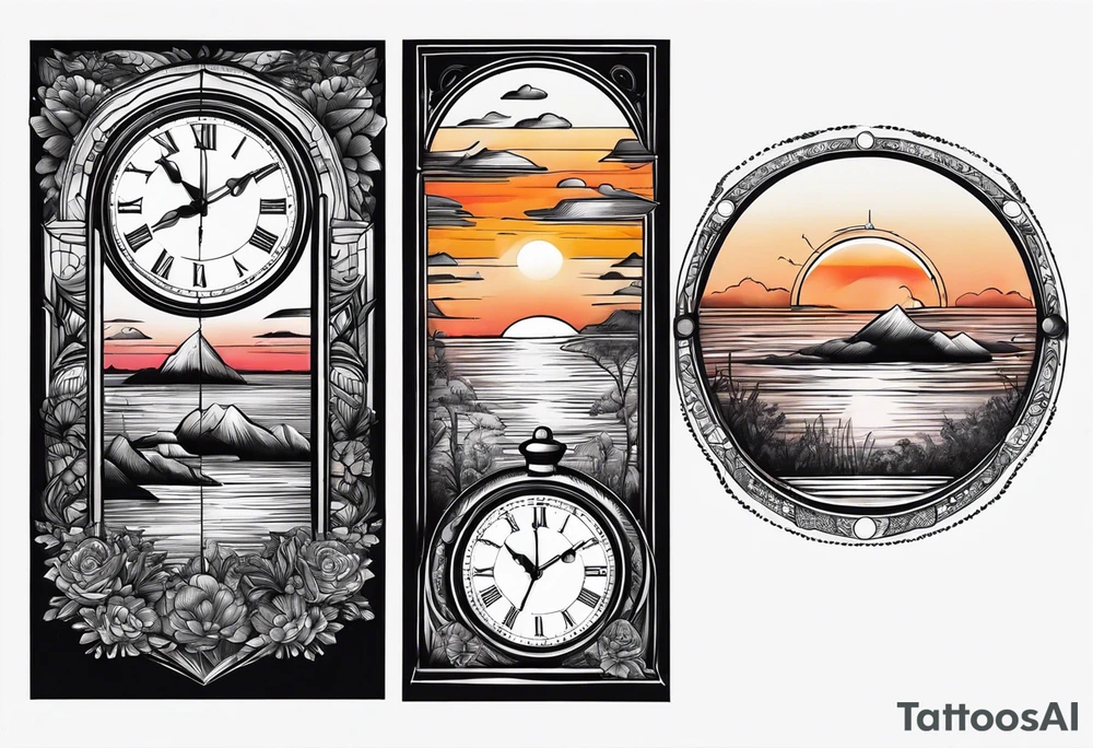 time element in sunset for man simple design tattoo idea