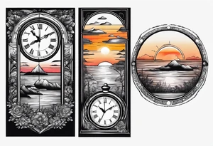 time element in sunset for man simple design tattoo idea